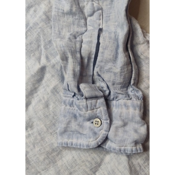 VICTOR Men Size 2XL Blue Dye 100% LINEN Long Sleeve Button Shirt Made In Spain - Picture 3 of 14